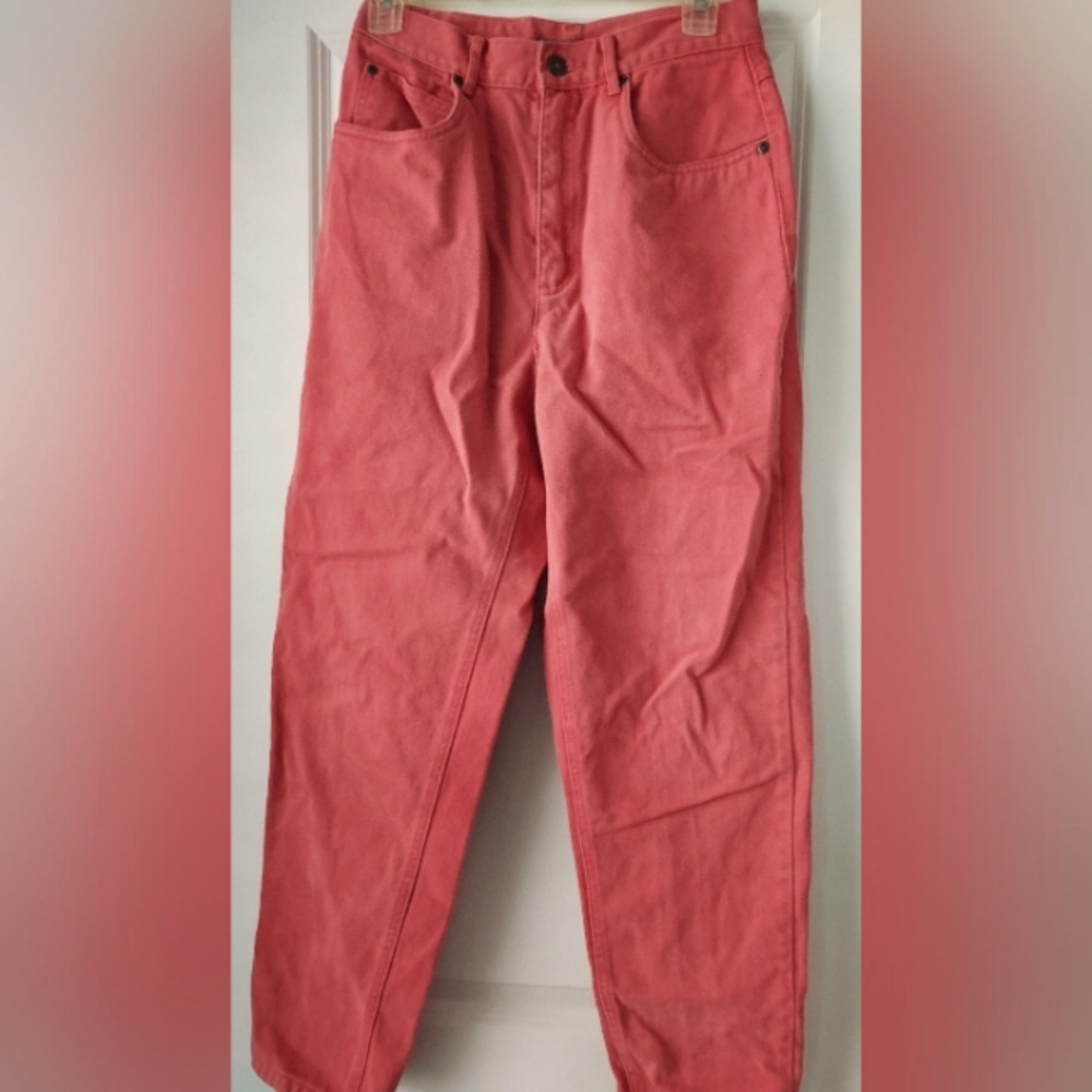 Liz Wear Claiborne Size 10 Coral Orange Denim Jeans Pants Colorful Classic Rock